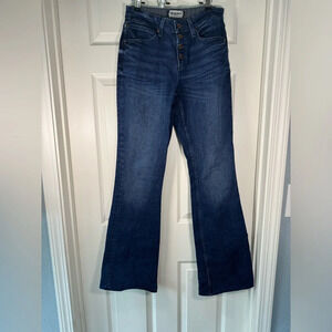 Smith + Rogue Montana Trade High Rise Button Fly Medium Wash Flare Size 28